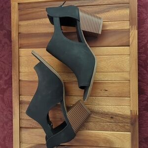 7.5 black micro suede mules